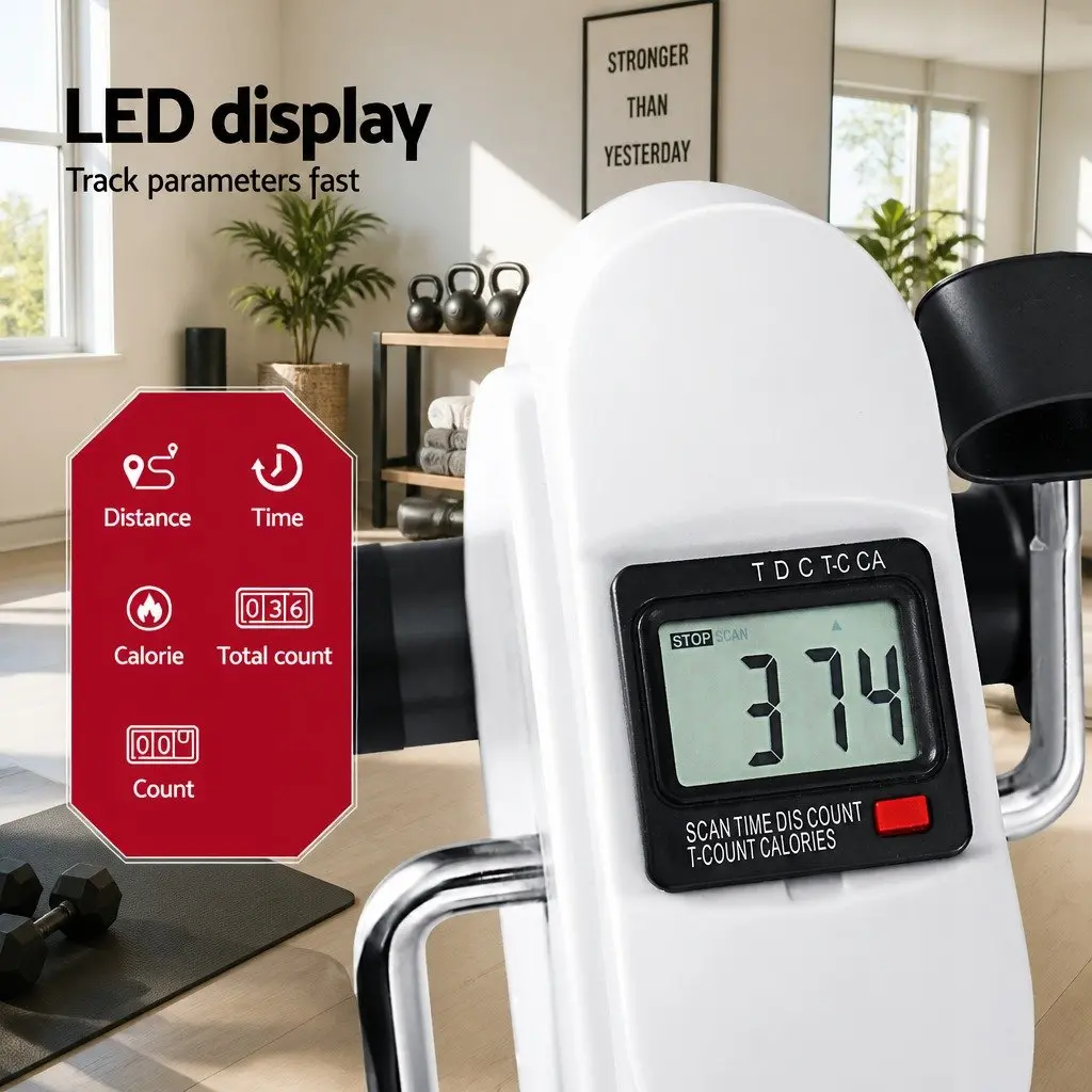 Mini Exercise Bike White Portable Adjustable Resistance Under Desk