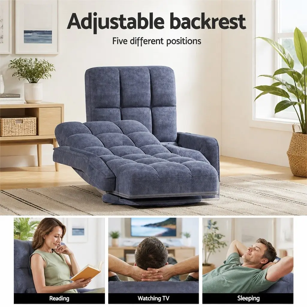 Floor Lounge Chair Recliner & C-Shape Side Table Set Swivel Adjustable Living