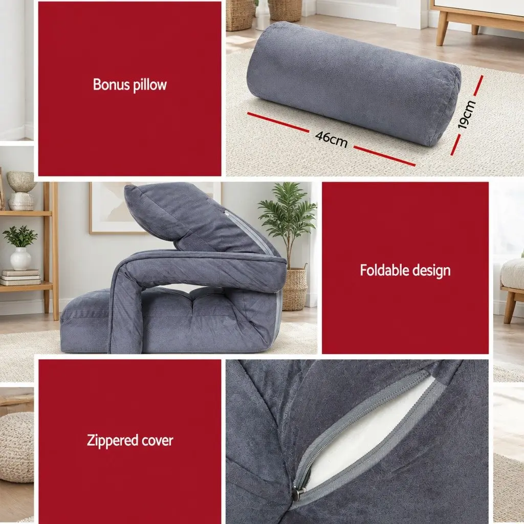 Floor Lounge Chair Recliner & C-Shape Side Table Set Swivel Adjustable Living