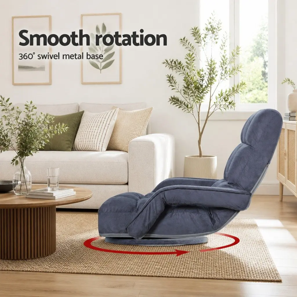 Floor Lounge Chair Recliner & C-Shape Side Table Set Swivel Adjustable Living