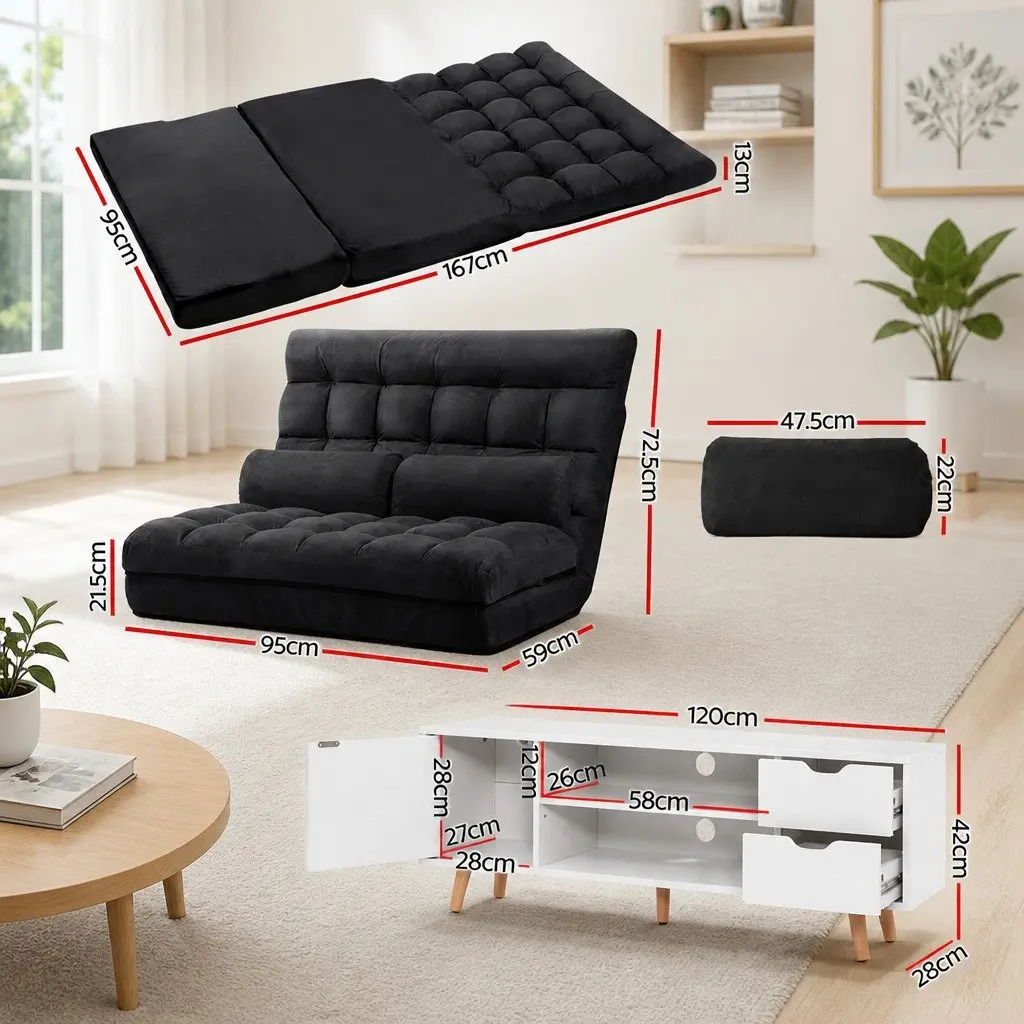 Lounge Sofa Bed and Entertainment Cabinet