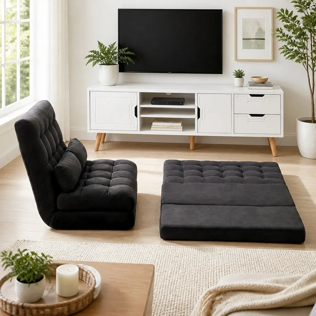 Lounge Sofa Bed and Entertainment Cabinet