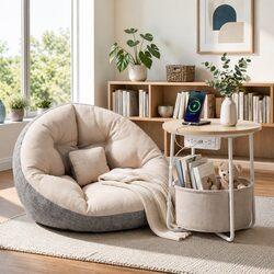 Concise Floor Lounge Sofa Bed and Charging Table Set