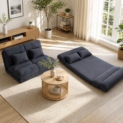 Compact Floor Lounge Sofa Bed & Coffee Table Duo