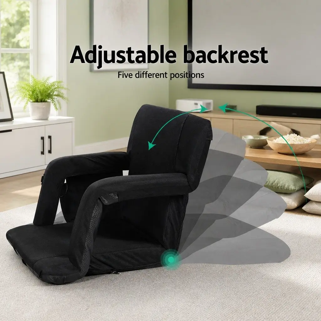 Heated Floor Lounge Sofa Bed 5-Position Adjustable Recliner with Armrest Black