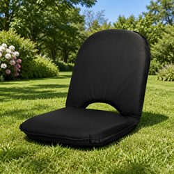Foldable Floor Lounge Sofa Chair Camping Adjustable Recliner Black Indoor