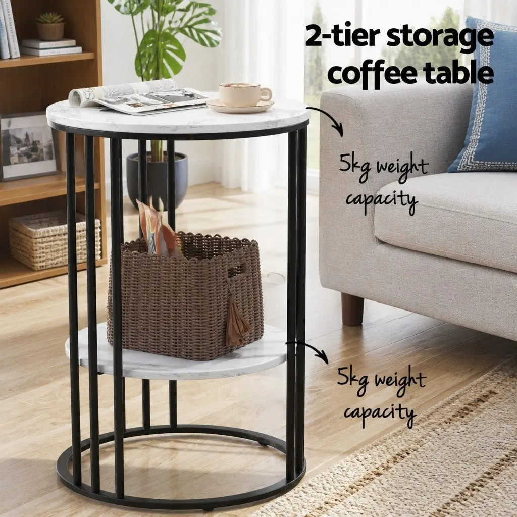 Floor Lounge Chair Black Adjustable with 2-Tier Coffee Table White and Black Living Room Set