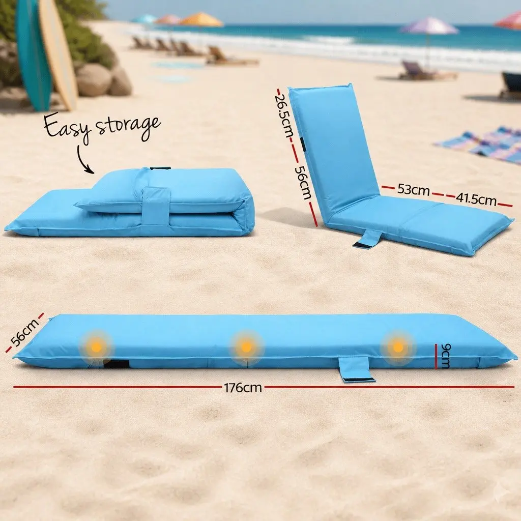 Adjustable Recliner Sofa Bed Blue Lightweight Portable Indoor Outdoor Camping Chair