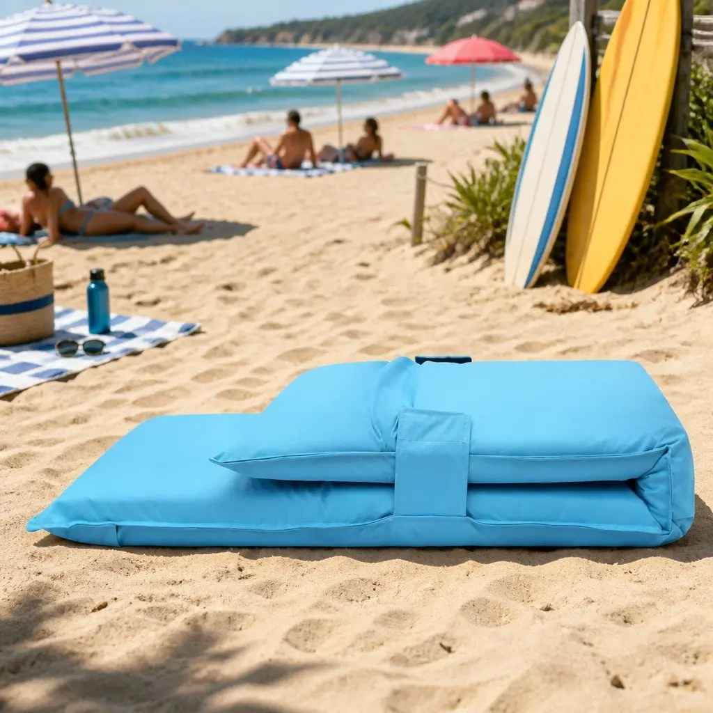 Adjustable Recliner Sofa Bed Blue Lightweight Portable Indoor Outdoor Camping Chair