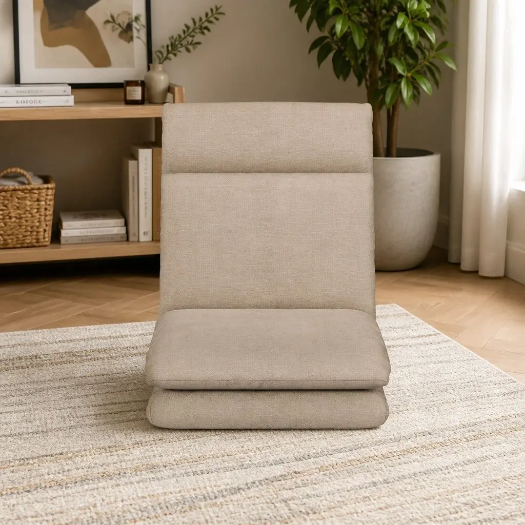 Floor Chair Brown Foldable Portable Five Positions Recliner
