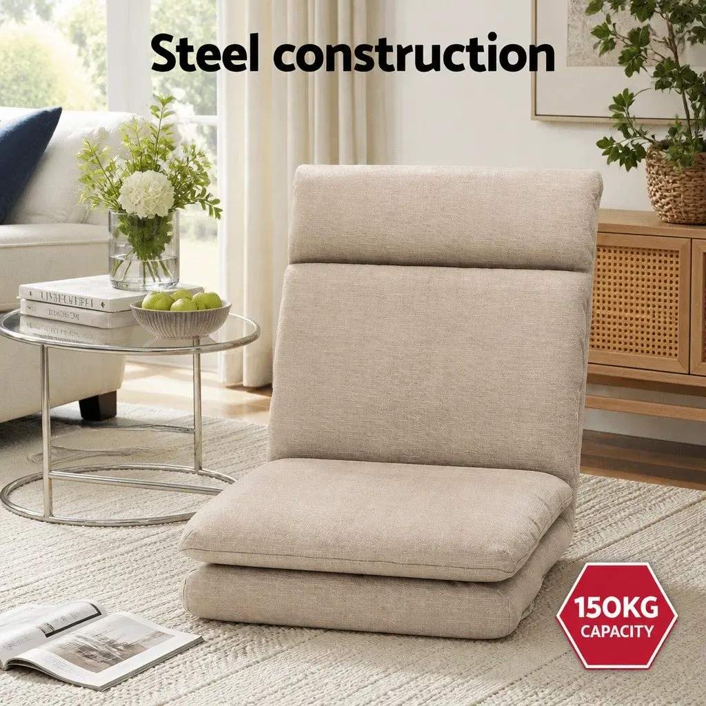Floor Chair Brown Foldable Portable Five Positions Recliner