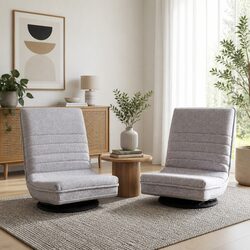 Compact Floor Lounge Chair with 360° Swivel and Adjustable Recline
