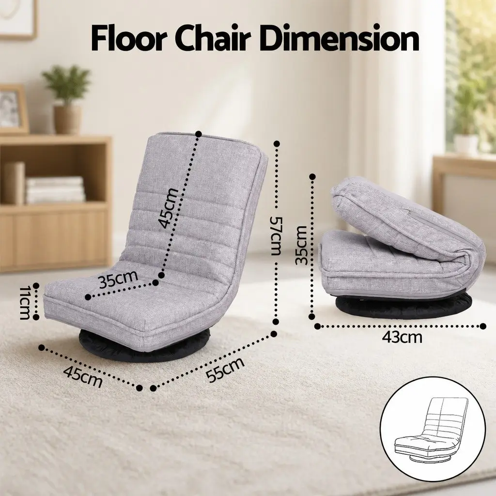 4PCS Swivel Floor Chair Beige 360 Adjustable Foldable Lounge Seat
