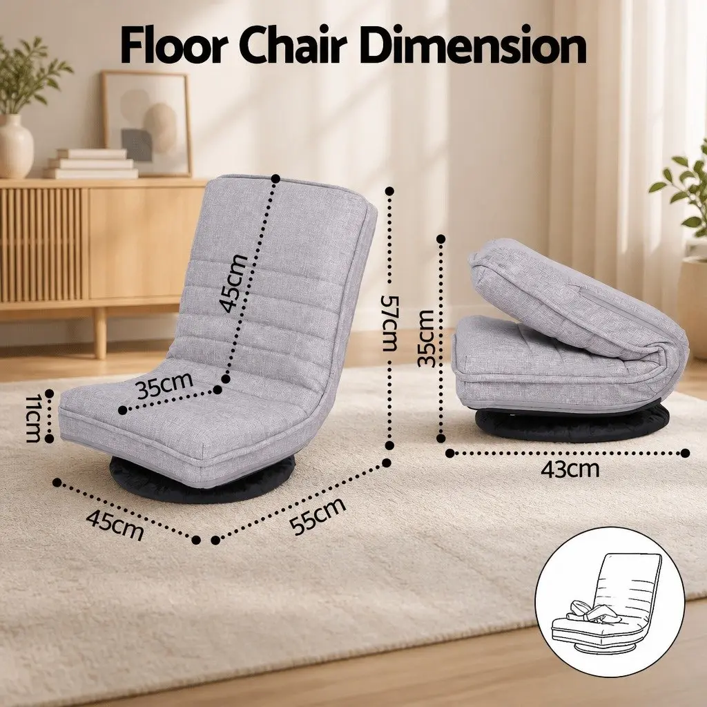 Swivel Floor Chair 360 Adjustable Foldable Lounge Seat Gaming Reading Meditation