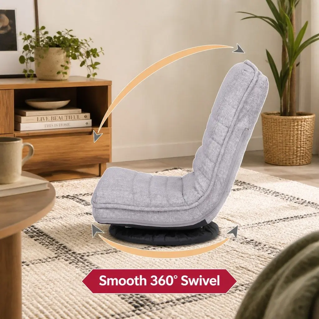 Swivel Floor Chair 360 Adjustable Foldable Lounge Seat Gaming Reading Meditation