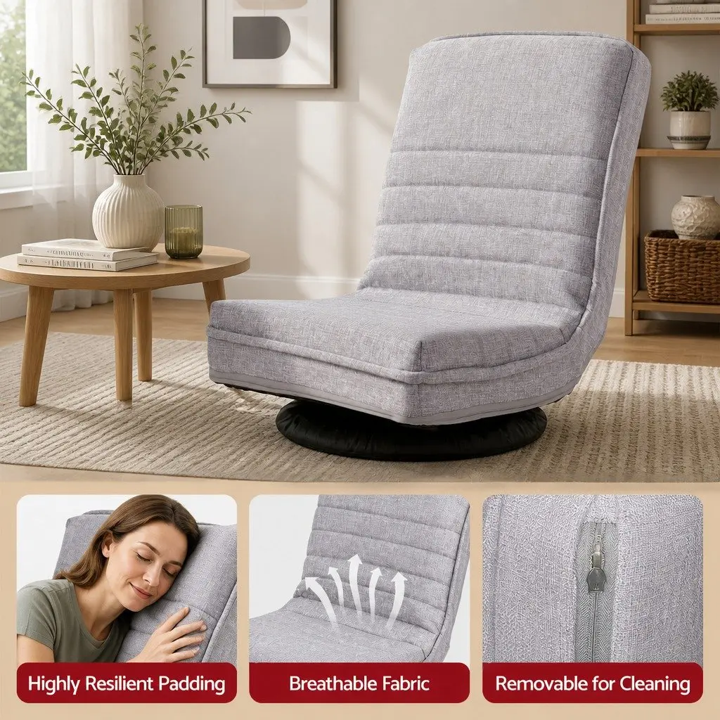 Swivel Floor Chair 360 Adjustable Foldable Lounge Seat Gaming Reading Meditation
