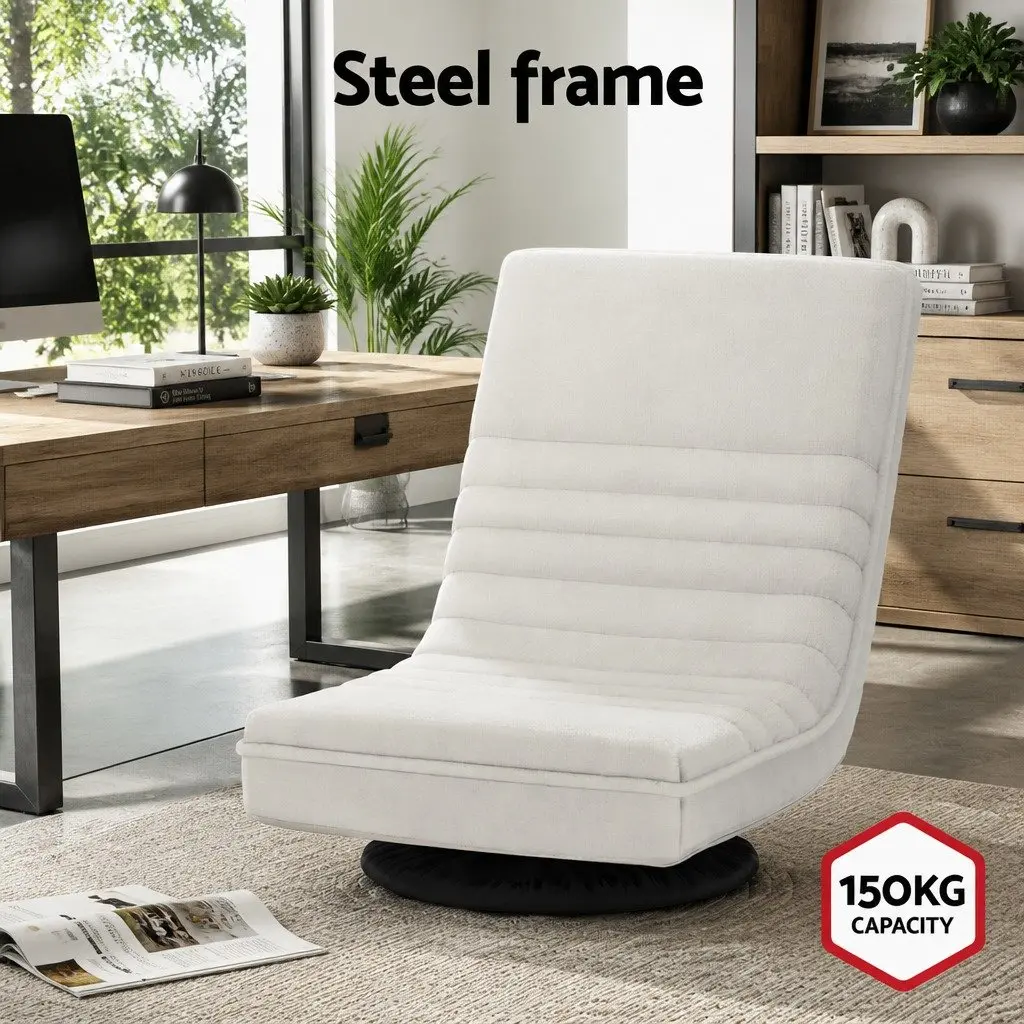 Floor Lounge Sofa White Foldable Swivel Recliner Chair