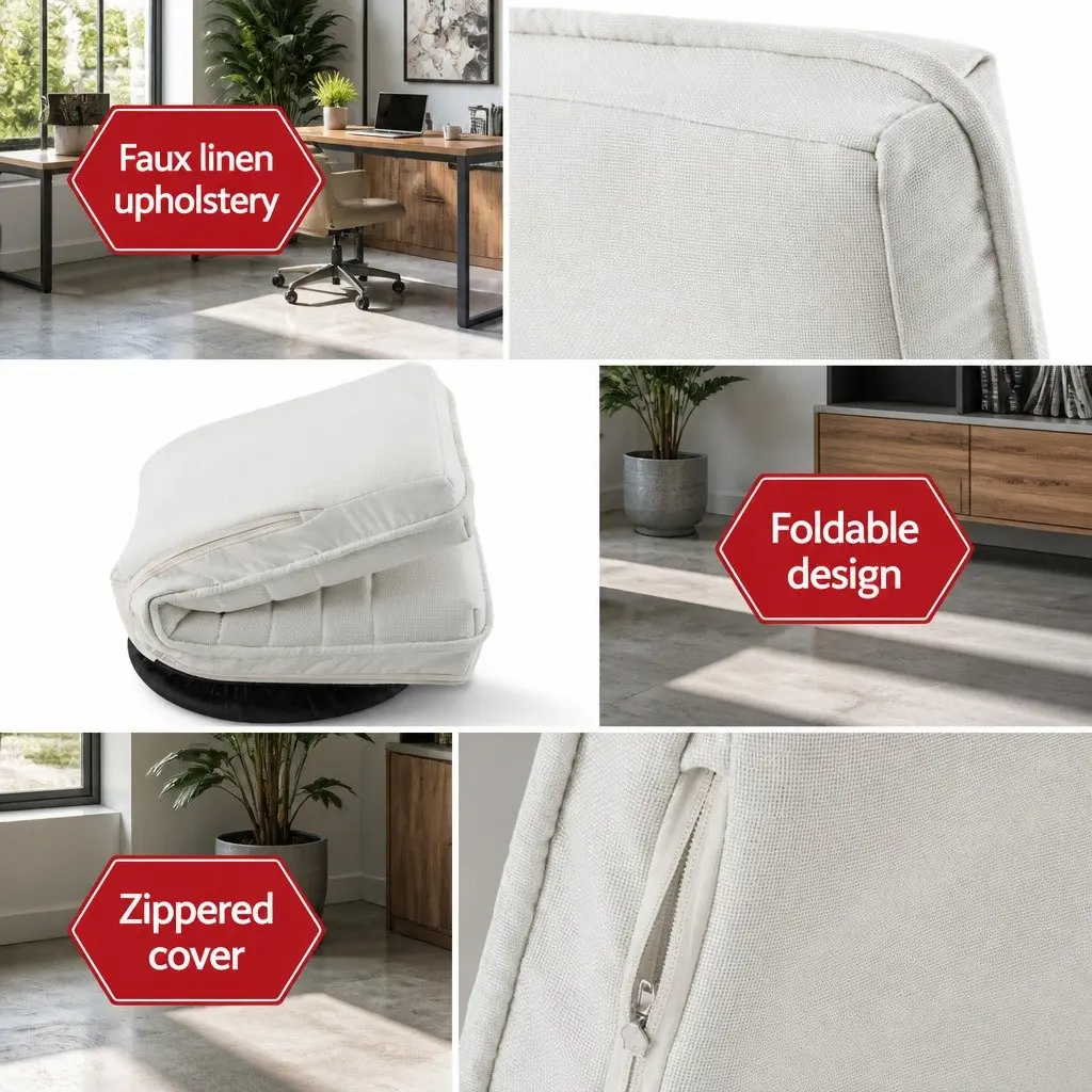Floor Lounge Sofa White Foldable Swivel Recliner Chair