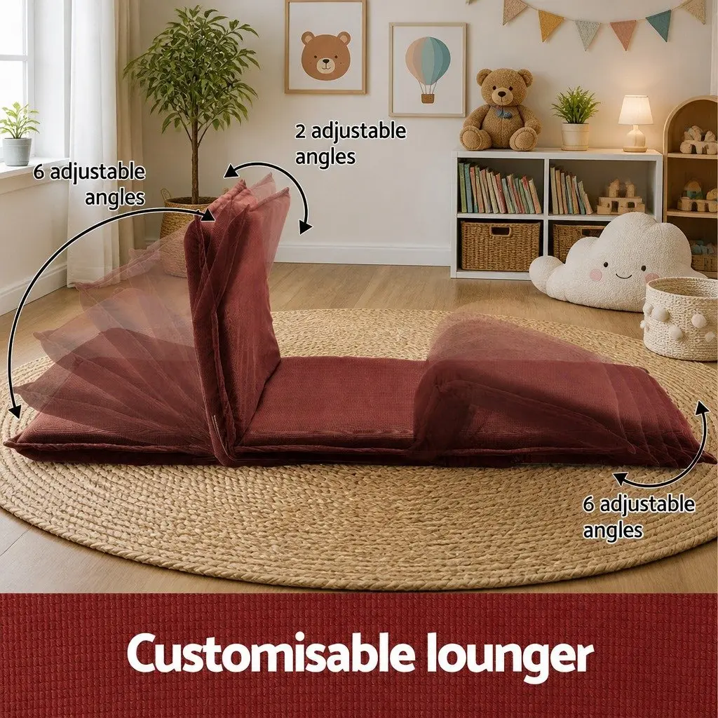 Floor Lounge Sofa Bed Orange 2 Seater Foldable Adjustable Recliner
