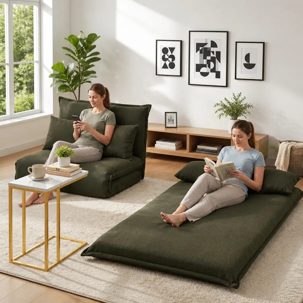 Floor Lounge Sofa Bed and Side Table Duo