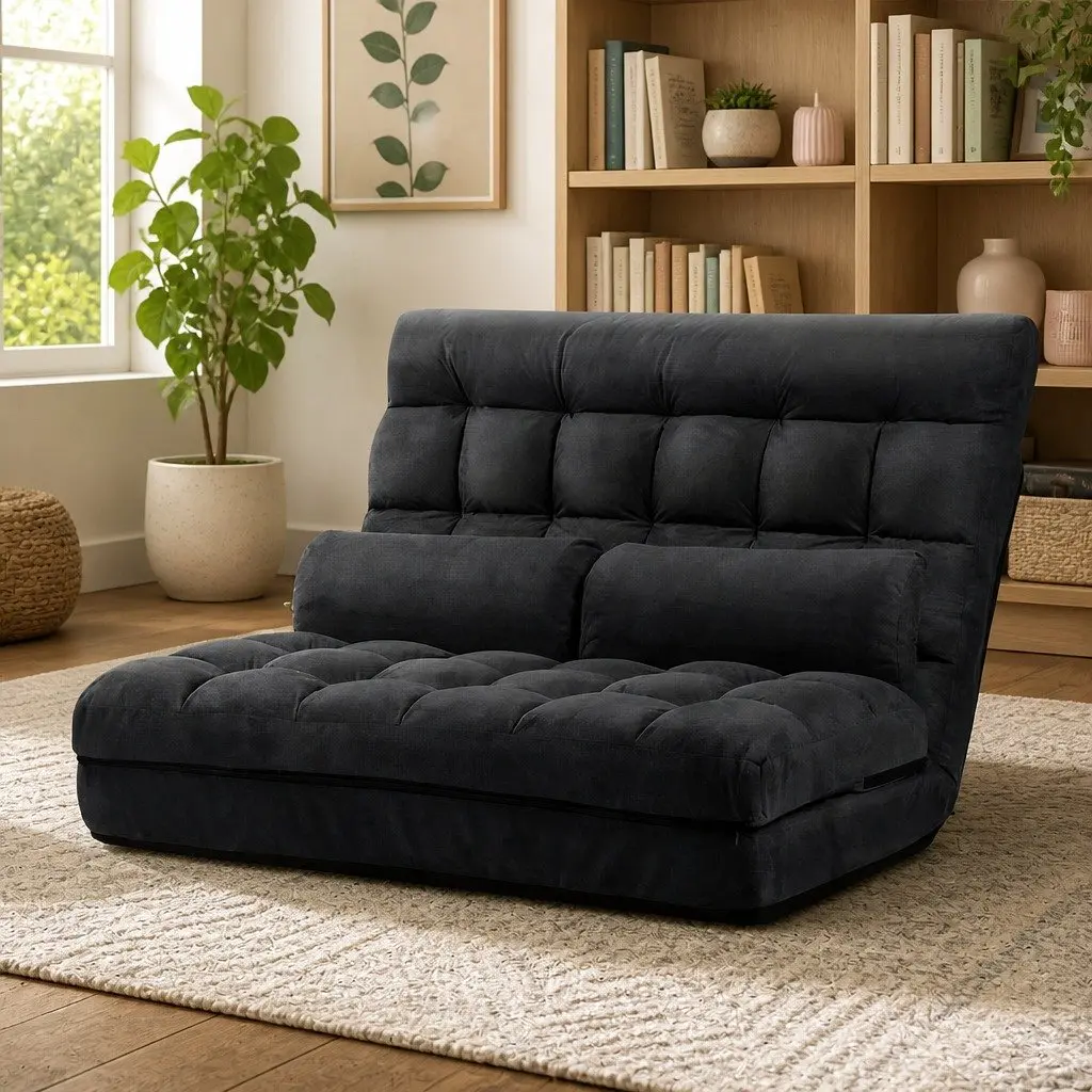 Floor Lounge Sofa Bed Charcoal Adjustable Reclining Foldable