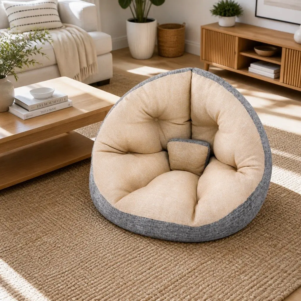 Floor Lounge Sofa Bed Chair 4-in-1 Foldable Recliner Daybed Armchair Beige