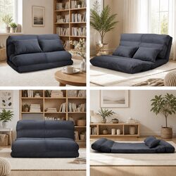 Sleek Charcoal Foldable Sofa Bed for Relaxation