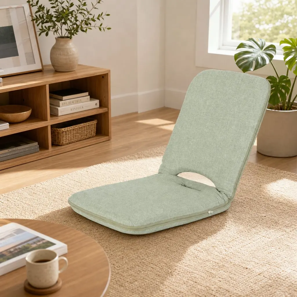 Floor Chair Green 5 Position Adjustable Foldable Lazy Sofa Single Seat