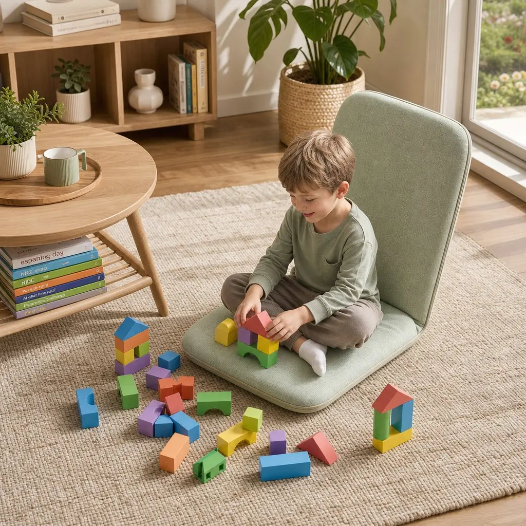 Floor Chair Green 5 Position Adjustable Foldable Lazy Sofa Single Seat