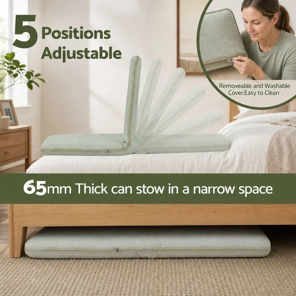 Floor Chair Green 5 Position Adjustable Foldable Lazy Sofa Single Seat