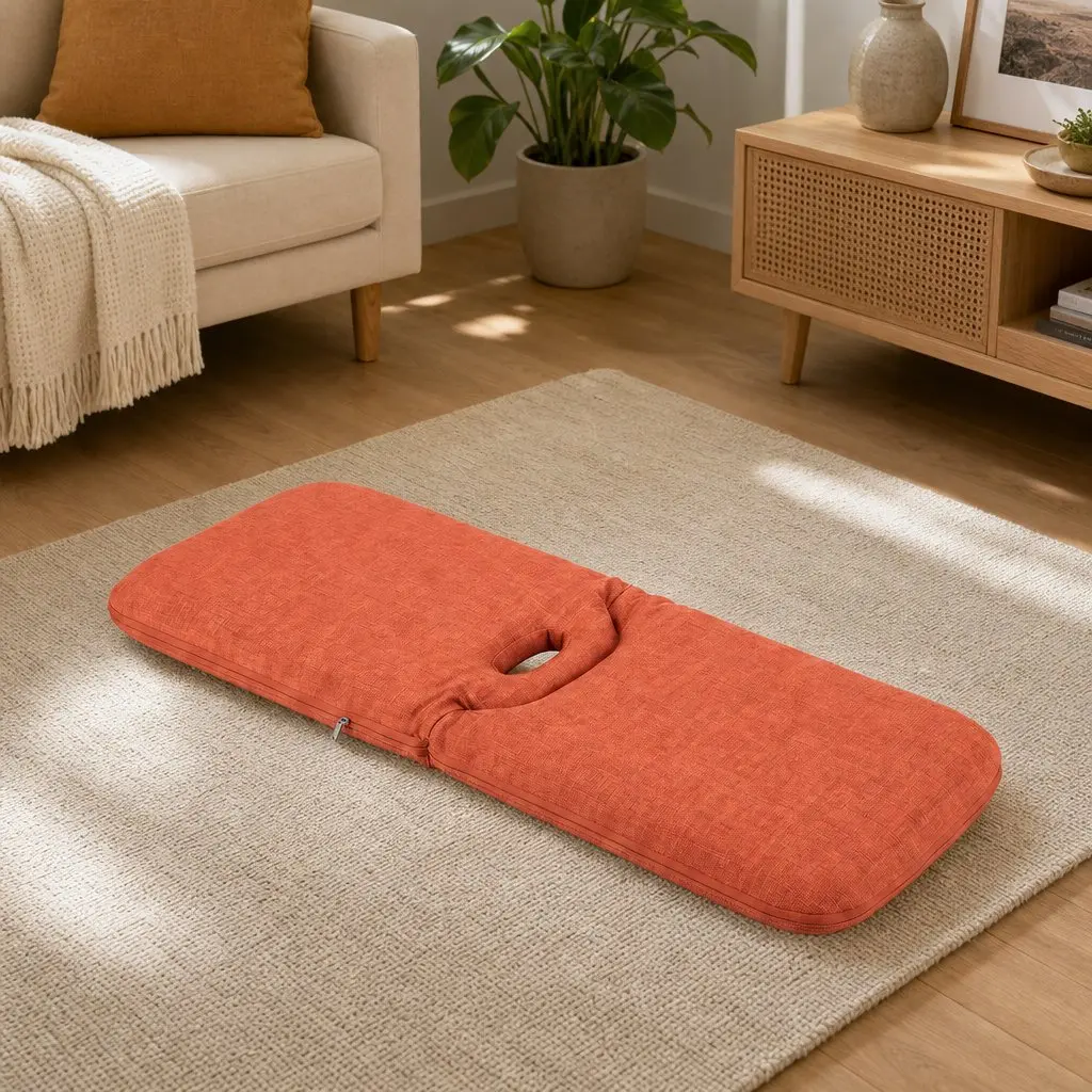 Floor Chair 5 Position Adjustable Orange Lazy Sofa Foldable Recliner Living Room