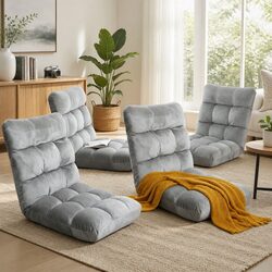 Adjustable Lounge Sofa Chair Grey Flannel 14 Positions Reclining Armchair