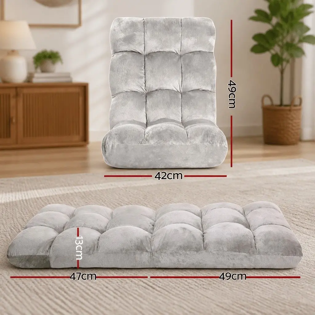 Adjustable Lounge Sofa Chair Grey Flannel 14 Positions Reclining Armchair