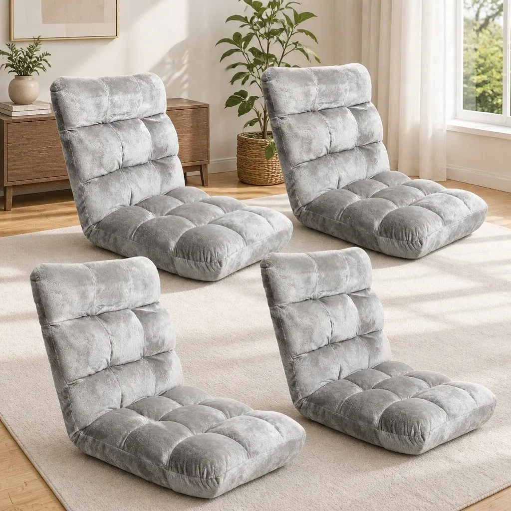 Adjustable Lounge Sofa Chair Grey Flannel 14 Positions Reclining Armchair