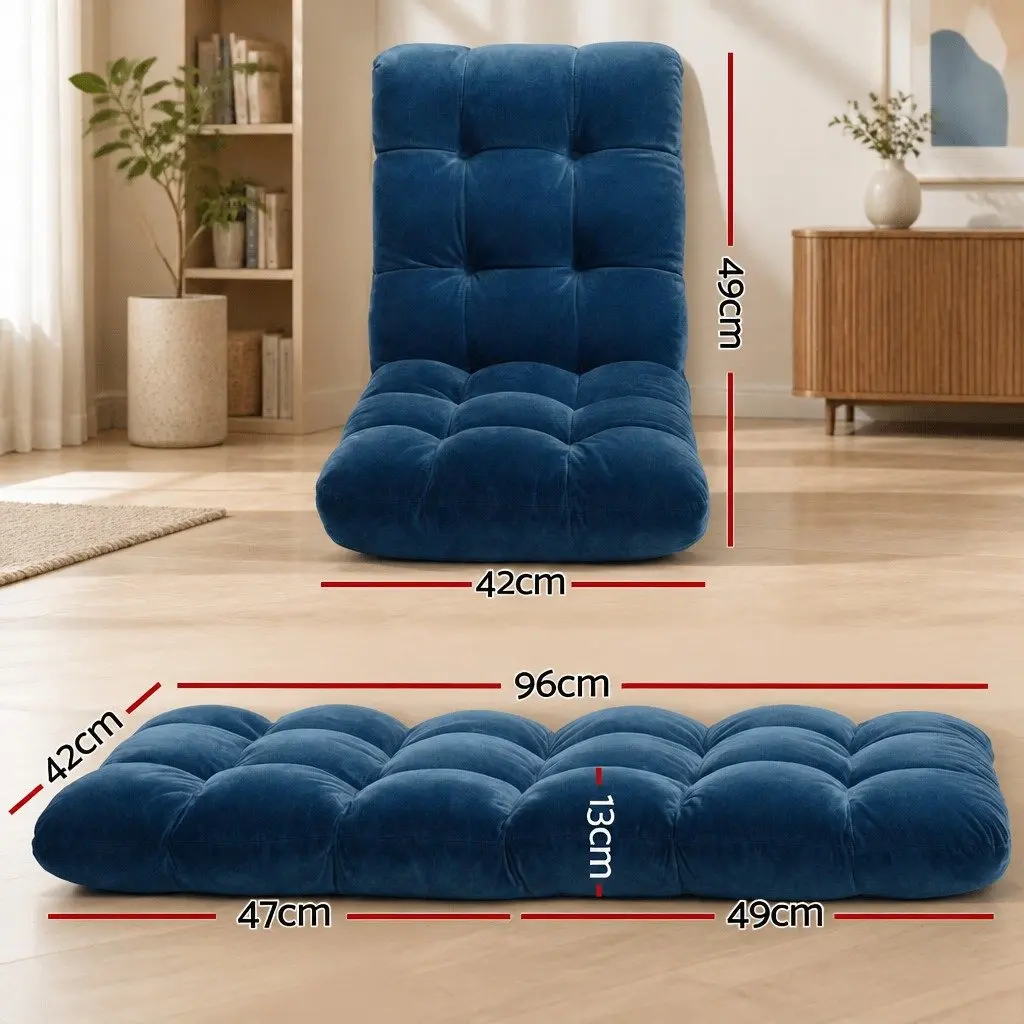 Adjustable Lounge Sofa Chair Navy Flannel Fabric 14 Positions Recliner