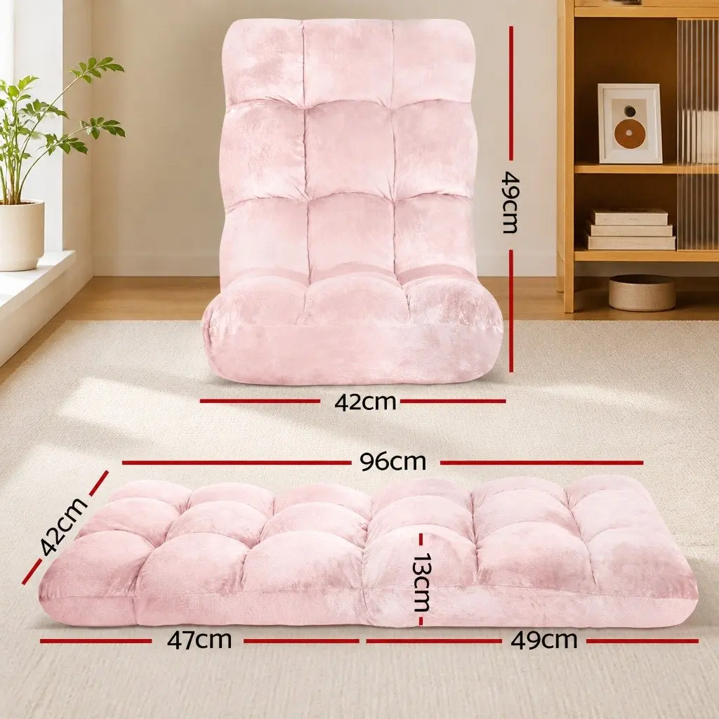 Floor Lounge Sofa Bed Chair Pink 14-Position Adjustable Recliner