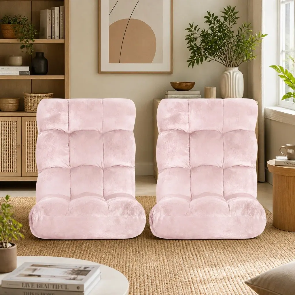 Floor Lounge Sofa Bed Chair Pink 14-Position Adjustable Recliner