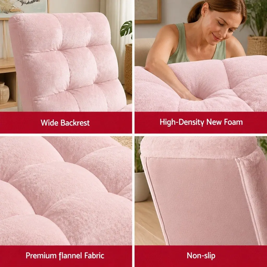 Floor Lounge Sofa Bed Chair Pink 14-Position Adjustable Recliner