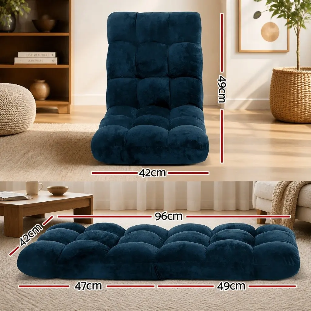 Adjustable Floor Lounge Sofa Chair Navy 14 Positions Recliner Bed