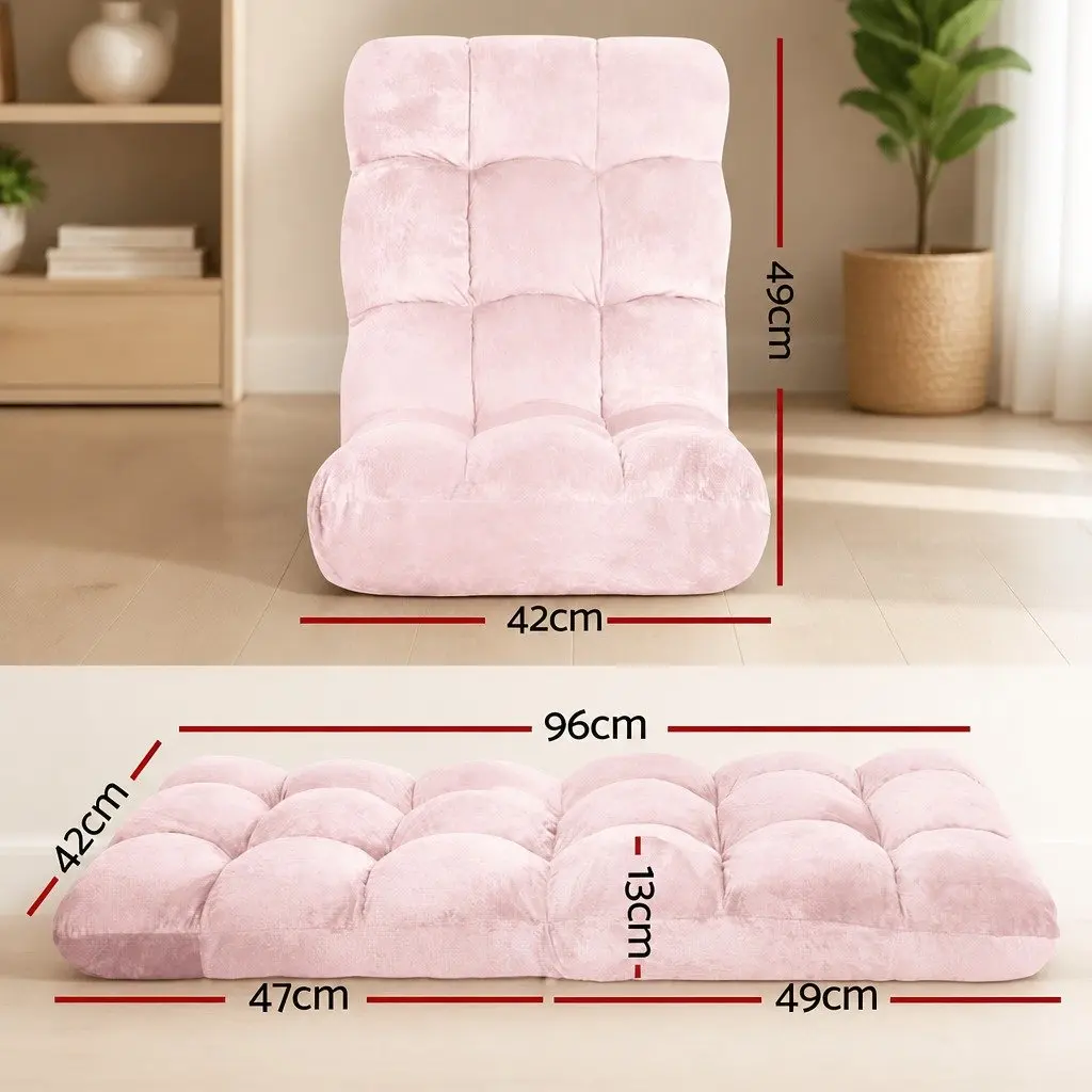 Lounge Sofa Chair Pink Adjustable Recliner 14 Positions Foldable