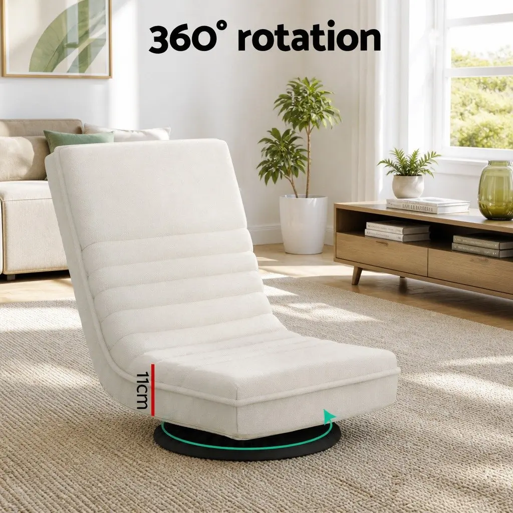 Floor Lounge Chair 360° Swivel Foldable with Mobile Side Table Castors Set