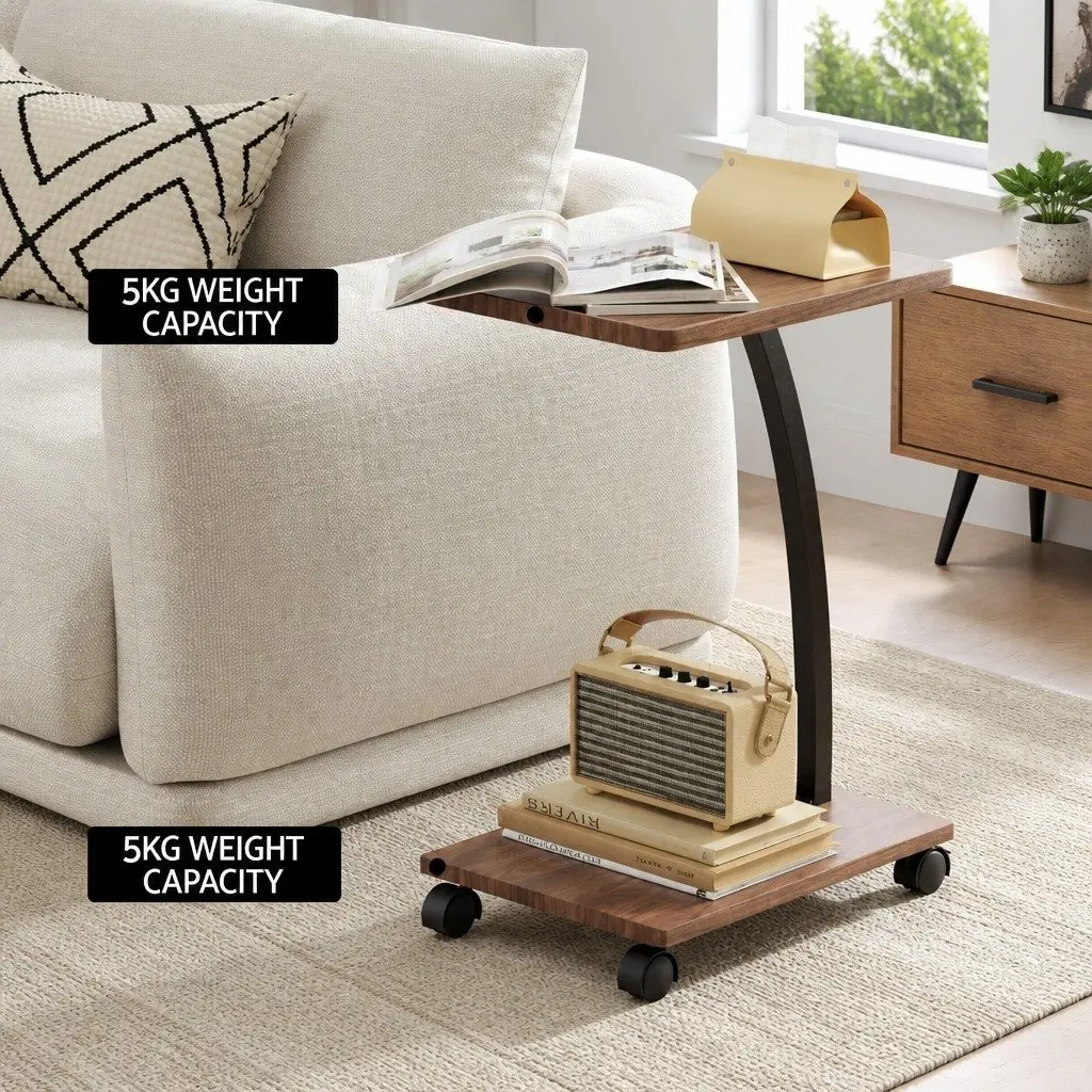 Floor Lounge Chair 360° Swivel Foldable with Mobile Side Table Castors Set