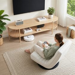 Compact Swivel Floor Lounge & Pine TV Entertainment Set
