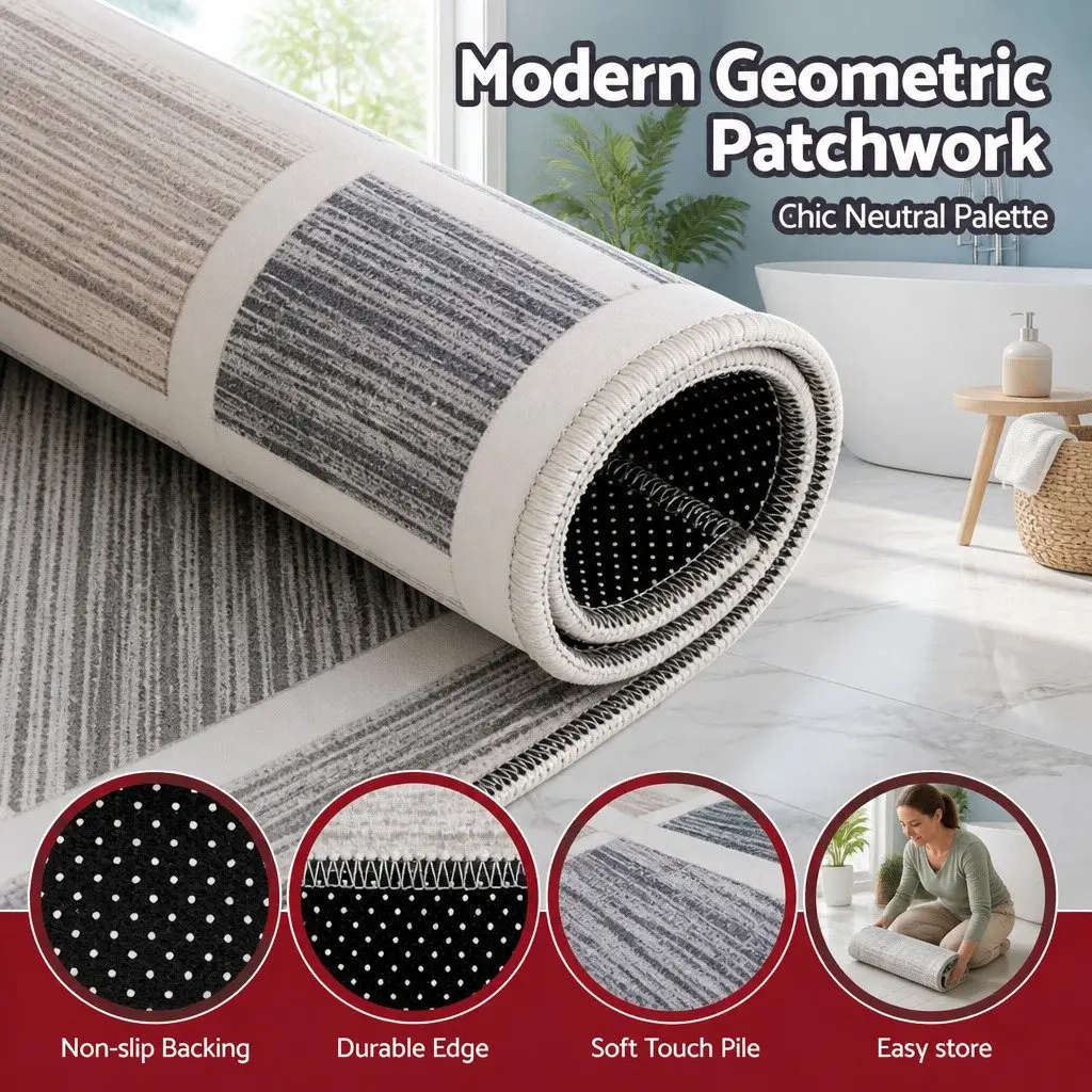 Floor Rug Mat 50x80cm Soft Velvet Non-Slip Bath Doormat Modern Home Decor