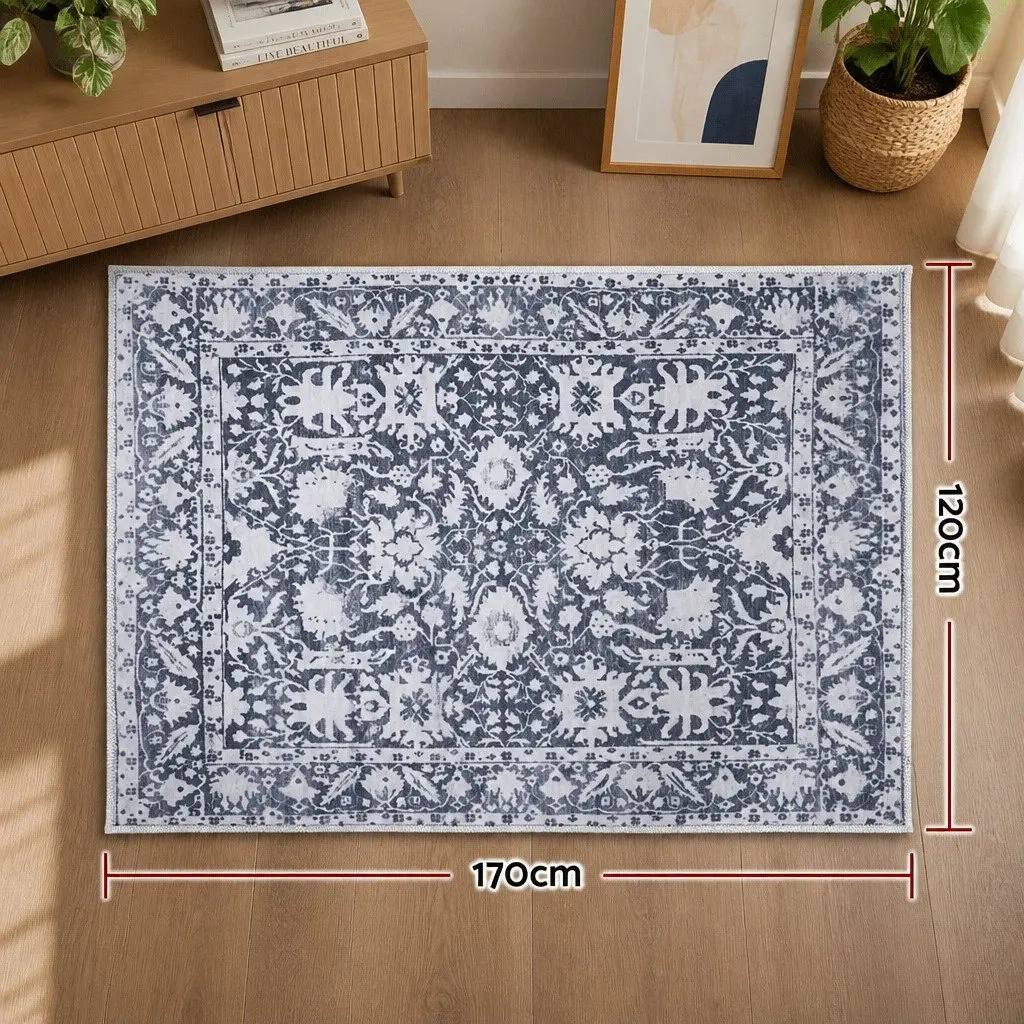 Floor Rug 120x170cm Modern Area Carpet Soft Velvet Mat Grey Bedroom Living Room