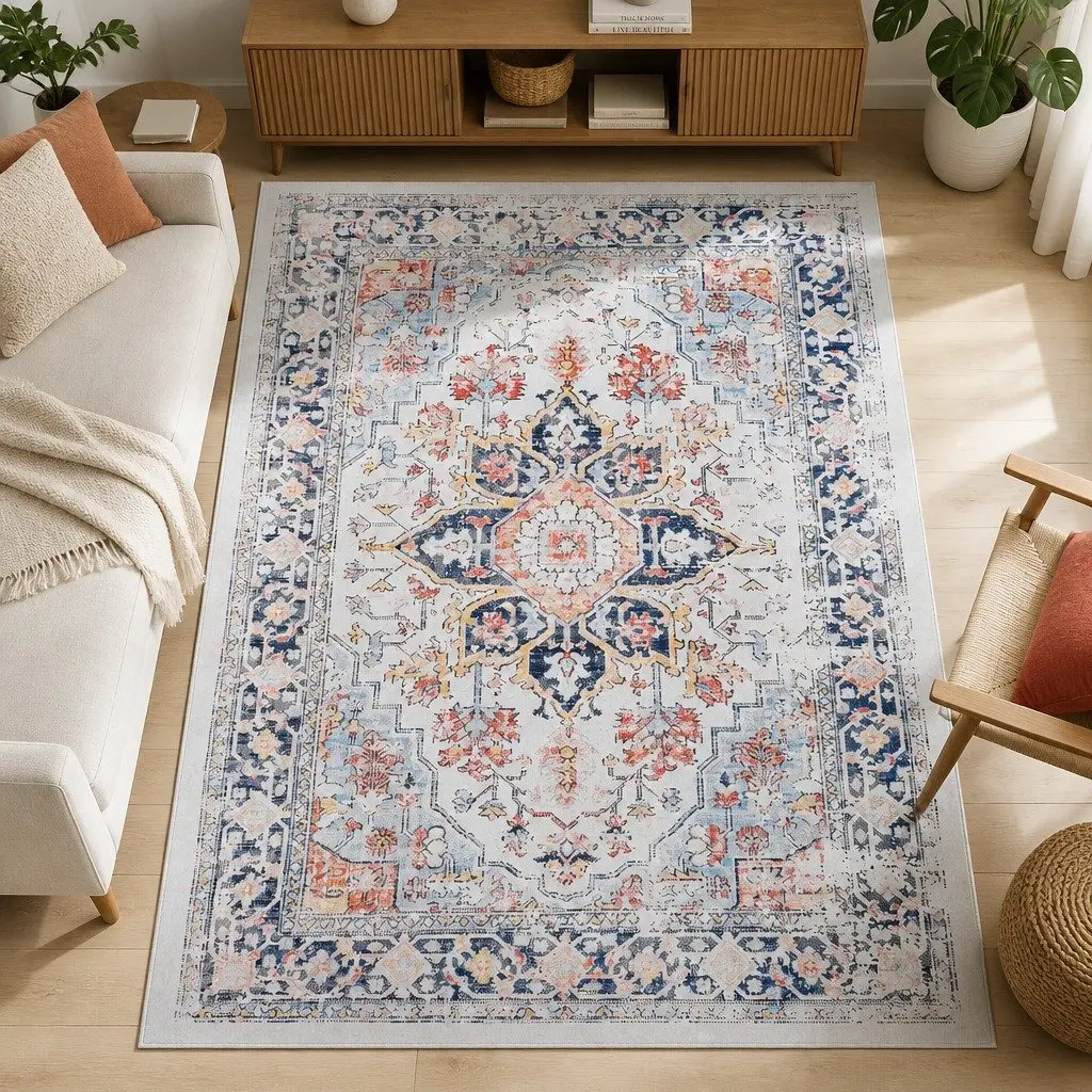 Floor Rug Multicoloured 200X290cm Large Bohemian Washable Rectangle