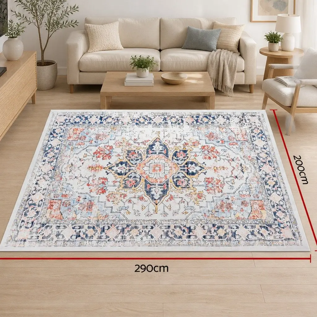 Floor Rug Multicoloured 200X290cm Large Bohemian Washable Rectangle