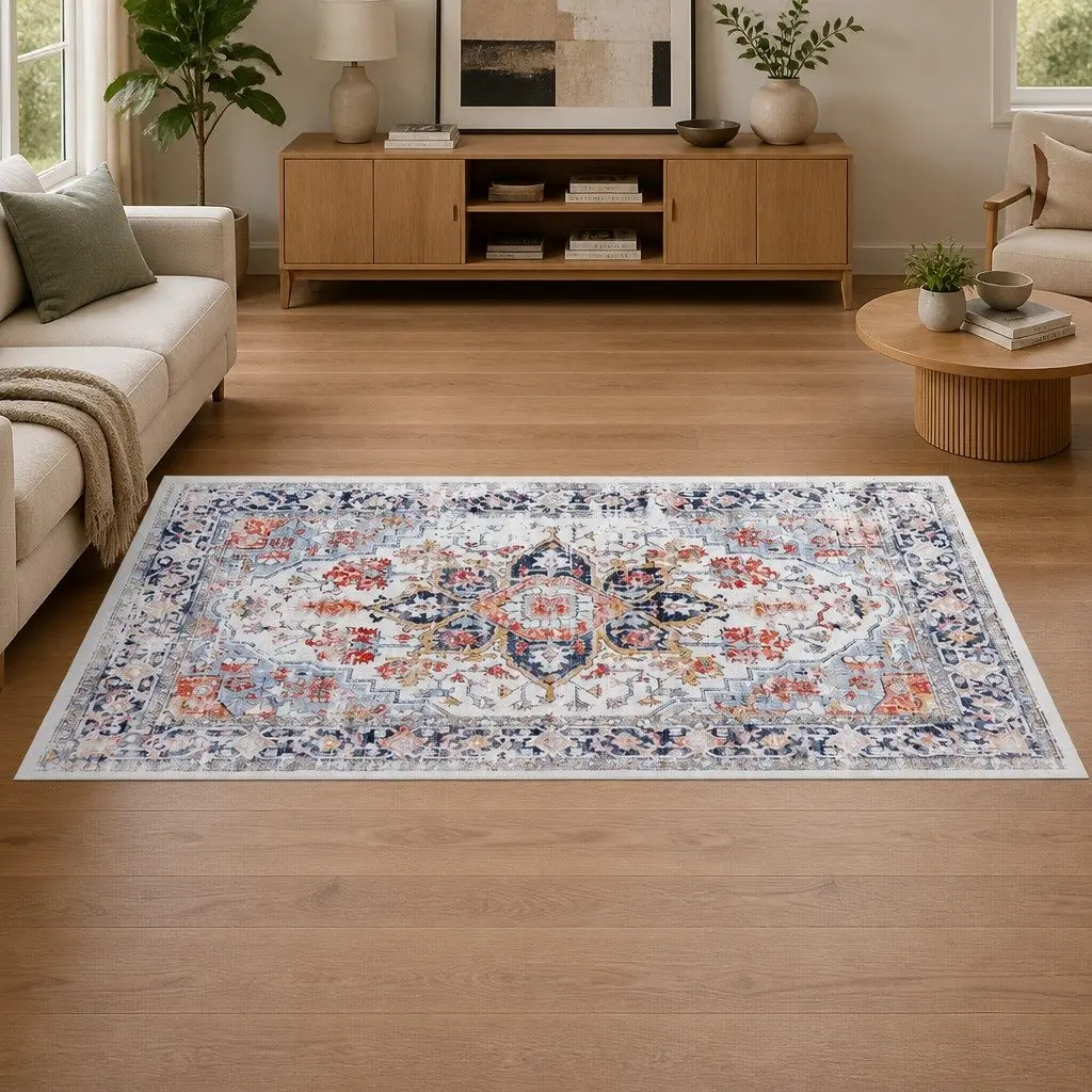 Floor Rug Multicoloured 200X290cm Large Bohemian Washable Rectangle