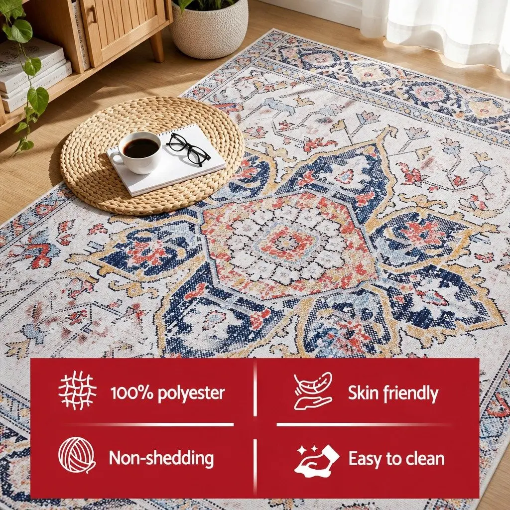 Floor Rug Multicoloured 200X290cm Large Bohemian Washable Rectangle