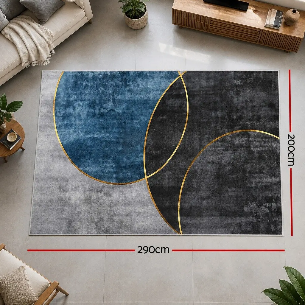 Large Washable Floor Rug 200x290cm Geometric Area Rug Modern Bedroom Living Room